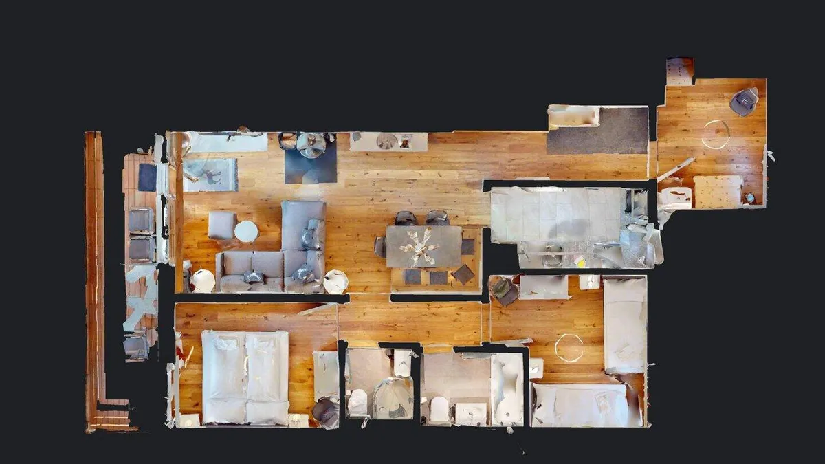 3D-Grundriss der Wohnung von oben