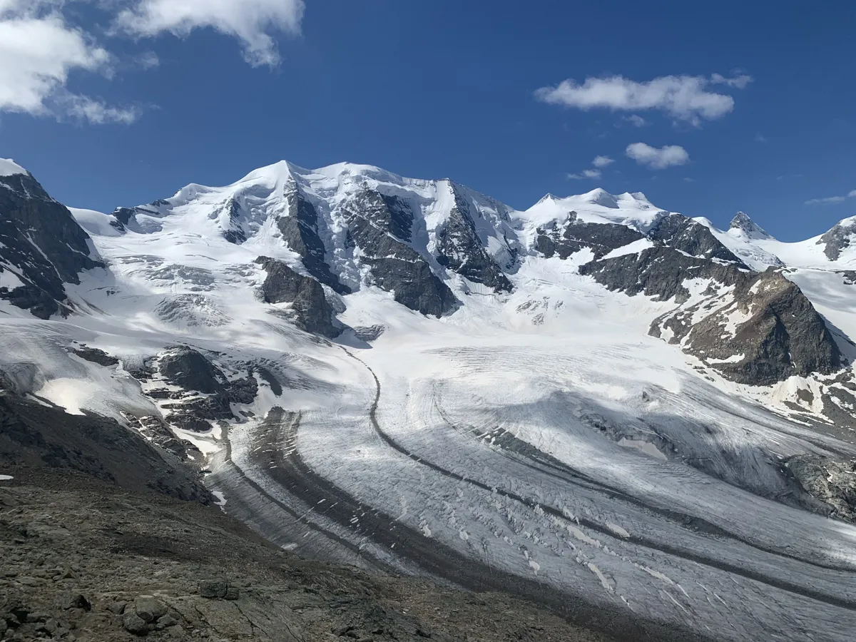 Persgletscher und Berninamassiv von der Diavolezza aus